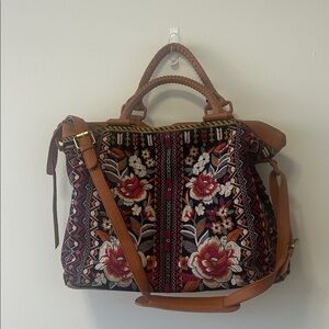 JOHNNY WAS WORKSHOP FULLY EMBROIDERED OVERNIGHT BAG/DUFFLE